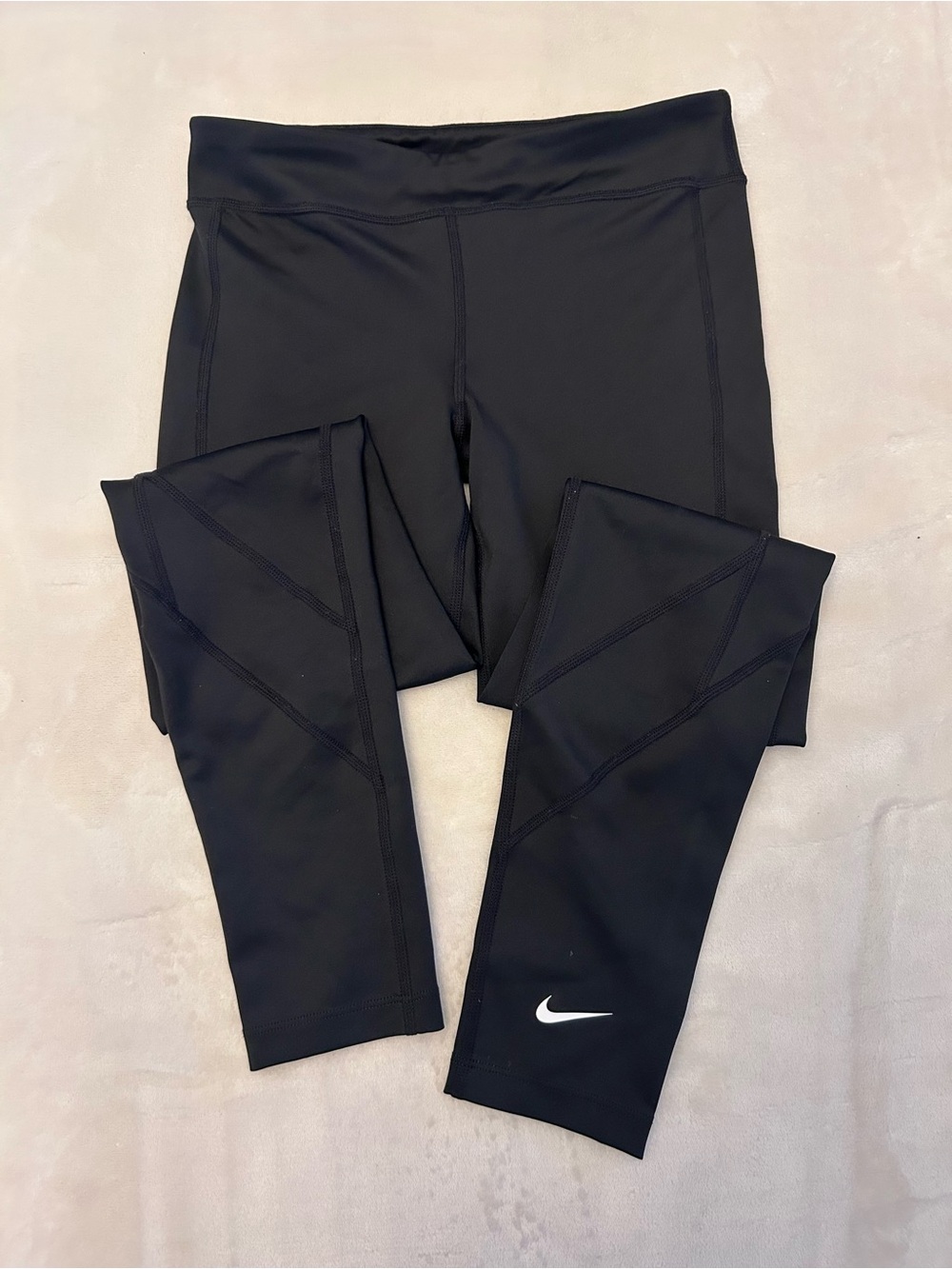 Nike Kids Black Athletic Leggings with White Swoosh